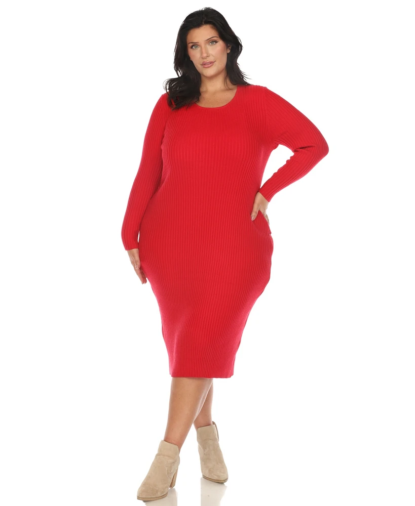 White Mark Plus Rib Midi Sweater Dress