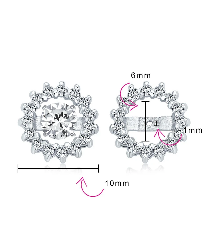Bling Jewelry Cubic Zirconia Cz Round Removable Pave Halo Earrings Jackets Studs Jacket Only Gold Plated .925 Sterling Silver