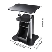 Yescom Lectern Podium Stand Portable Rolling Laptop Cart on Wheels Storage Mobile Height Adjustable Classroom Home Office Black