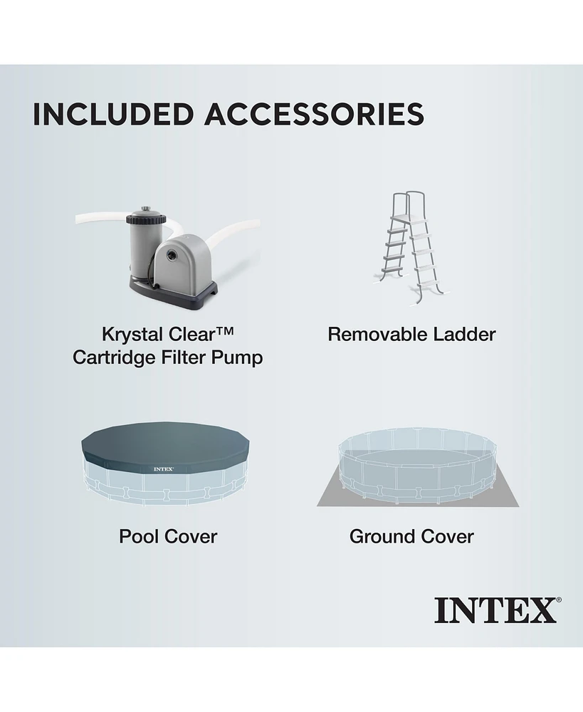 Intex 18ft x 48in Prism Round Frame Above Ground Swimming Pool Set with Pump