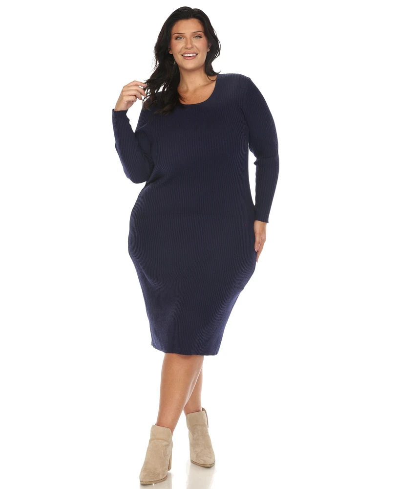 White Mark Plus Rib Midi Sweater Dress