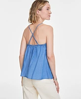 On 34th Women's Chambray Knot-Front Tank, Created for Macy's