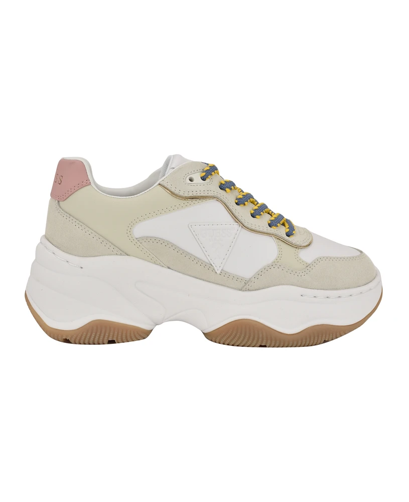 Guess Women's Happy Lace Up Chunky Outsole Retro Jogger Sneakers