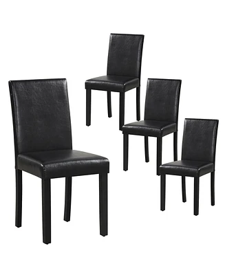 Gymax Dining Chair Set of 4 w/ Acacia Wood Frame & Rubber Wood Legs Padded Backrest Brown