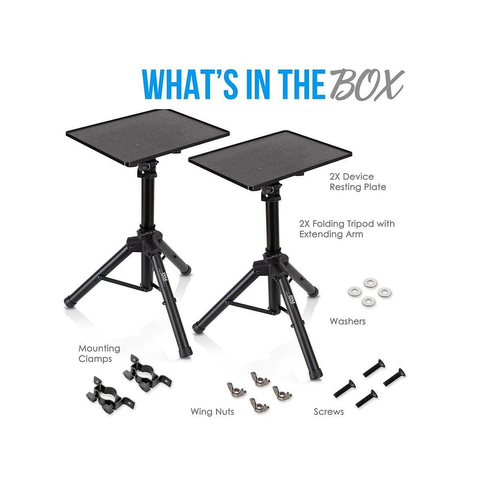 Pyle Universal Laptop Device Stand - Height Adjustable Tripod Mount (Set of 2)