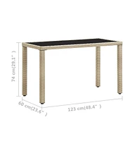 vidaXL Patio Table Gray 48.4"x23.6"x29.1" Poly Rattan