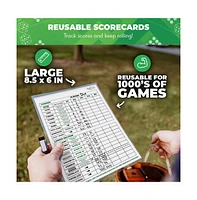 Swooc - Yardzee, Farkle & 20+ Games - Light-Weight Yard Dice Game Set (All Weather) with Wood Bucket, 5 Score Cards, and Marker