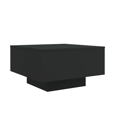 vidaXL Coffee Table with Led Lights Black 21.7"x21.7"x12.2"
