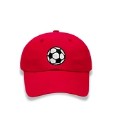 Bits & Bows Boys' Soccer Baseball Hat in Red