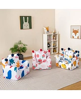 Kids Sofa Chair Foam Filled Armchair Dinosaur Toddler Couch with Cover & Pillow