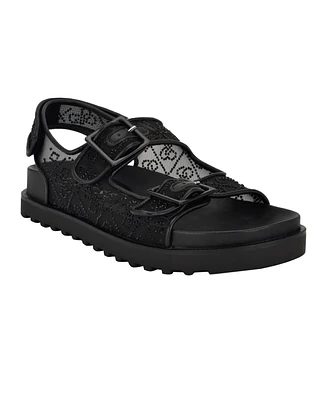 Guess Women's Frella Two Band Embellished Footbed Sandals