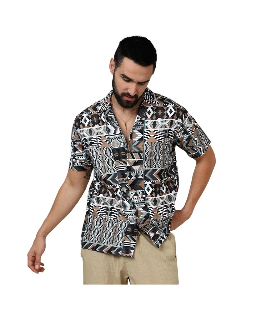 Men's Mocha Brown & Sage Green Bohemian Shirt