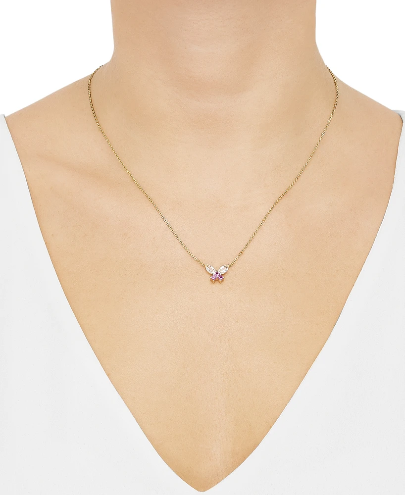 2-Pc. Set Lab-Created Pink Sapphire (3/4 ct. t.w.) & Lab-Created White Sapphire (1-7/8 ct. t.w.) Pendant Necklace & Matching Stud Earrings in 14k Gold
