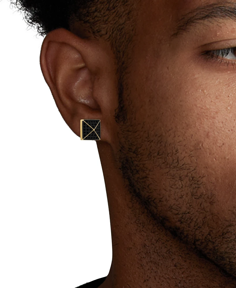 Esquire Men's Jewelry Diamond Pyramid Stud Earrings (1/3 ct. t.w.) Gold-Tone Ion-Plated Stainless Steel, Created for Macy's
