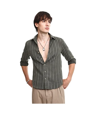 Men's Moss Green Halo Striped Shirt