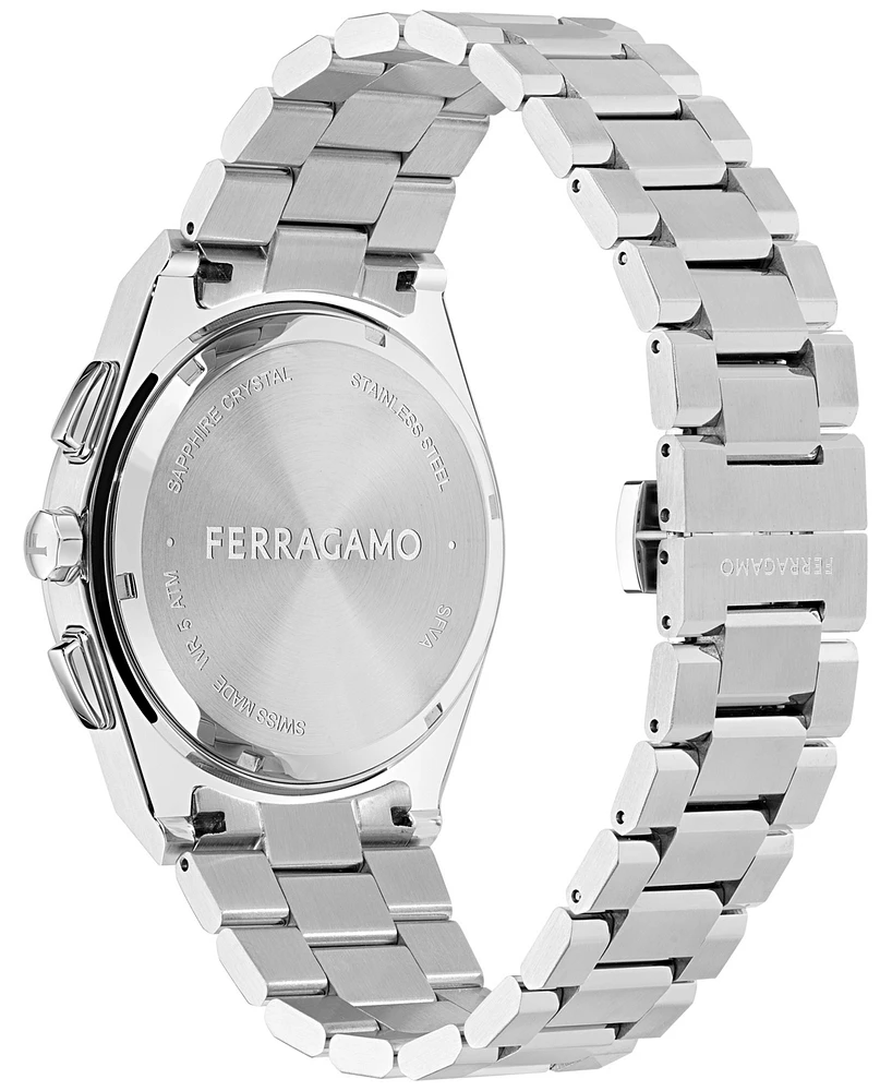 Ferragamo Men's Swiss Chronograph Vega Stainless Steel Bracelet Watch 42mm