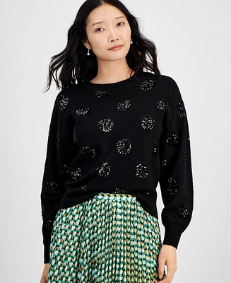 On 34th Women's Sequinned-Pattern Sweater