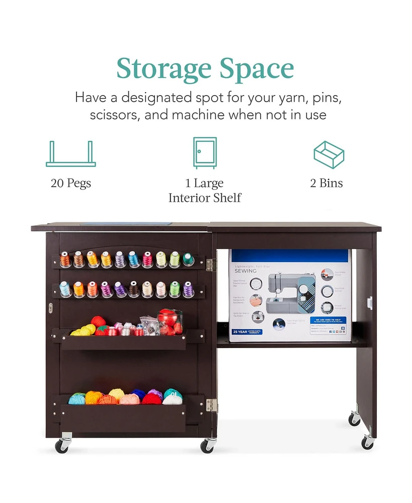 Best Choice Products Sewing Machine Table & Desk w/ Craft Storage and Trays
