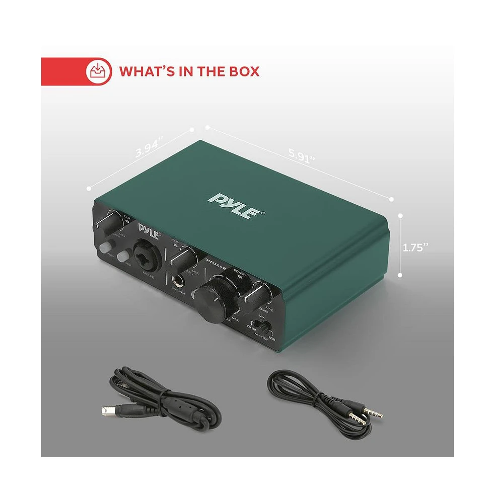 Pyle Podcasting Usb/Asio Audio Interface for Recording, Songwriting, Streaming, and Podcasting