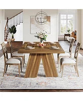 Tribesigns 71" Large Dining Table for 6 People, Farmhouse Dinner Table, Wood Rectangular Dining Table with Thickened Legs for Kitchen, Dining Roo