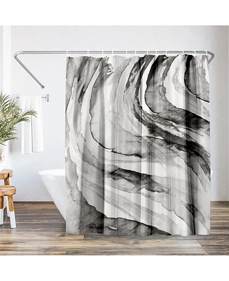 Abstract Shower Curtain Gulf by Pi Creative Art - Black