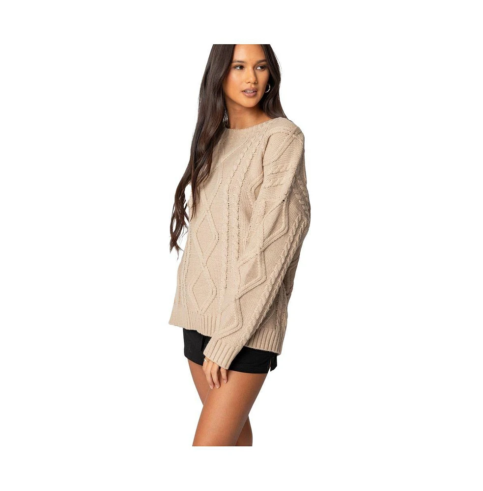 Edikted Women's Kennedy oversized cable knit sweater