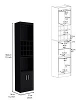 Pisek Bar Cabinet 5-Tier, Wine Cabinet, Liquor Cabinet, 12 Bottle Cubbies, 5 Shelves