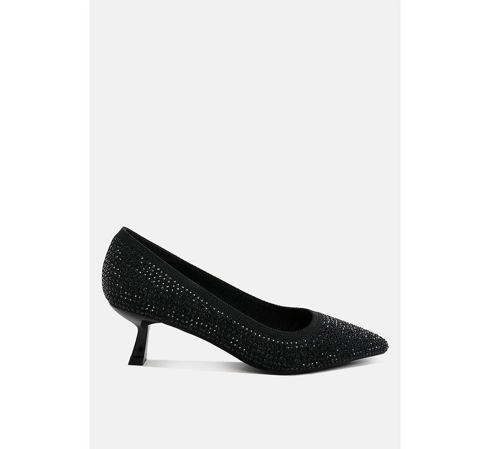 Vimto Breathable Flyknit Rhinestone Pumps