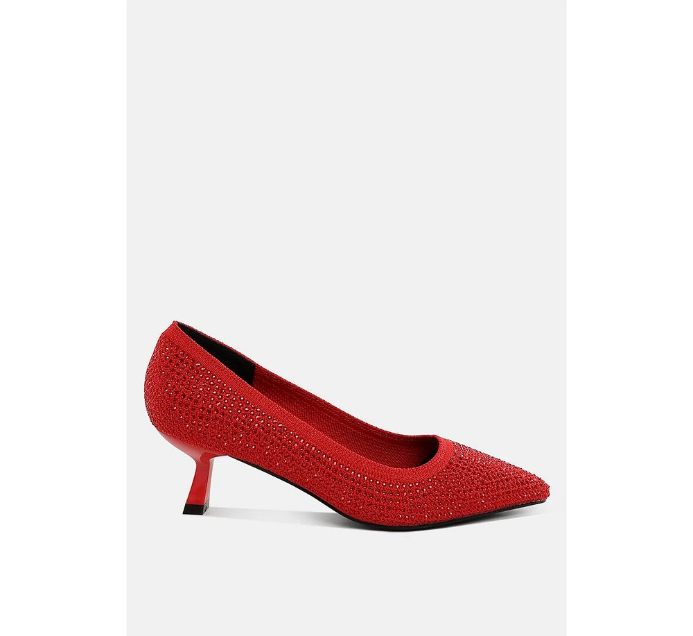 Vimto Breathable Flyknit Rhinestone Pumps