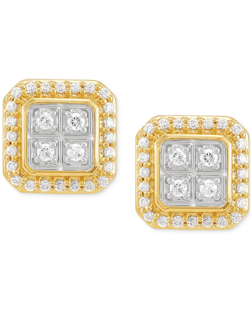 Grown With Love Men's Lab Grown Diamond Square Halo Cluster Stud Earrings (1/2 ct. t.w.) in 10k Gold
