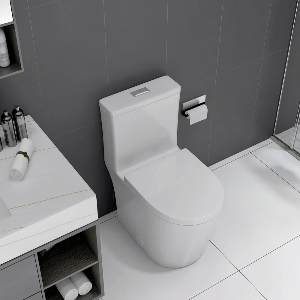Small Compact One Piece Toilet Dual Flush,23 inch Short Depth for Tiny Bathroom, White