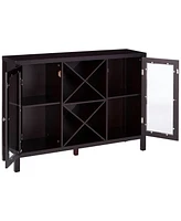 Kings Brand Furniture Wine Bar Cabinet for Liquor and Coffee Buffet, Sideboard with Storage Shelves for Dining Living Room Kitchen (Espresso)