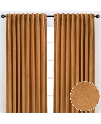 Chanasya Premium Solid Velvet Curtains - Classy and Drapes for Living Room or Bedroom 52" x 63" Blush, 2 Panels