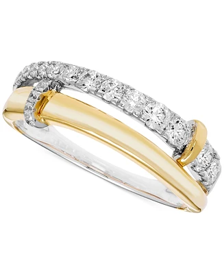 Diamond Split Double Row Band (1/2 ct. t.w.) in 14k Two-Tone Gold