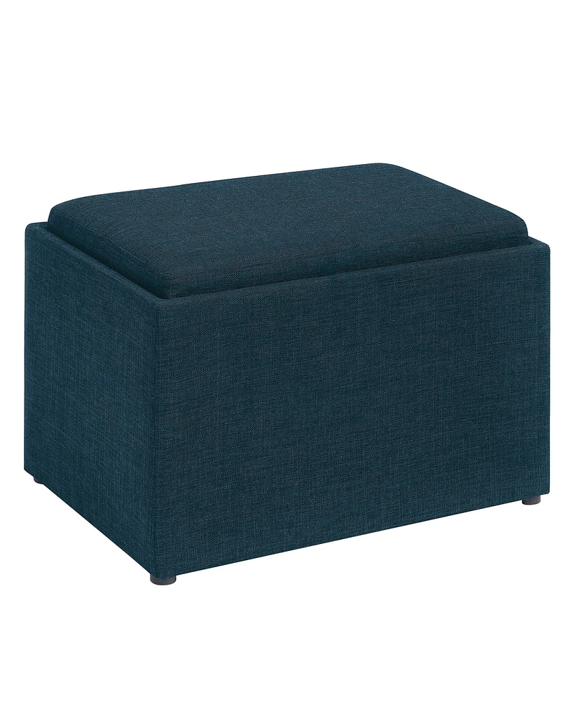 Convenience Concepts 22.75" Faux Linen Accent Storage Ottoman with Tray
