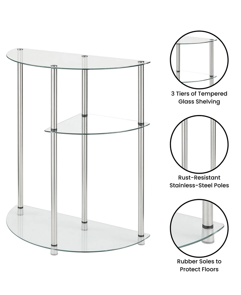 Designs2Go Classic Glass 3 Tier Display Entryway Hall Table