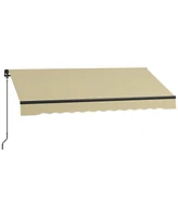 8' x 6.5' Retractable Awning, Patio Awning Sunshade Shelter with Manual Crank Handle, 280gsm Uv Resistant Fabric and Aluminum Frame for Deck, Balcony,