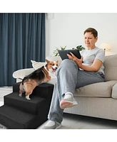 Home Base 3-Step Dogs Stairs for Bed, Dog Step for Couch and High Bed, Non Slip Ramp, High Density Foam Pet Stair for Cats and Dogs