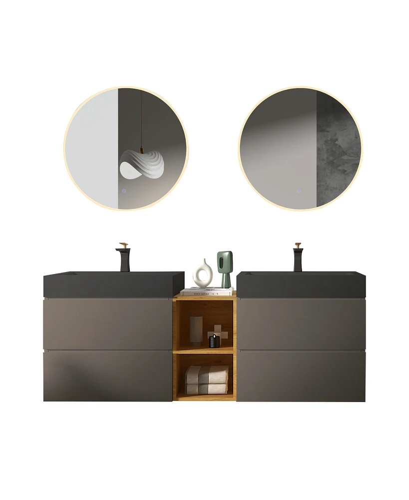 Alice 60" Space Grey Bathroom Vanity: Timeless Elegance, Enhanced Storage