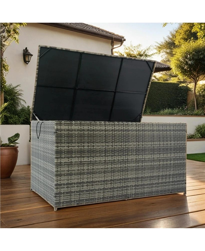 Outdoor Storage Box, 200 Gallon Wicker Patio Deck Boxes with Lid, Outdoor Cushion Storage for Kids Toys, Pillows, Towel