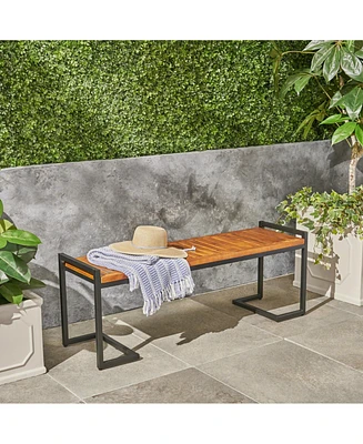 Acacia Wood Bench: Chic Style, Iron Strength