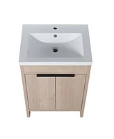 Eco-Friendly Freestanding Bathroom Vanity with Adjustable Shelves and Soft-Closing Doors