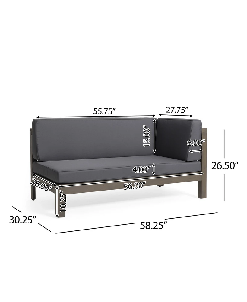 Brava X-Back Right Corner Bench, Dark Grey