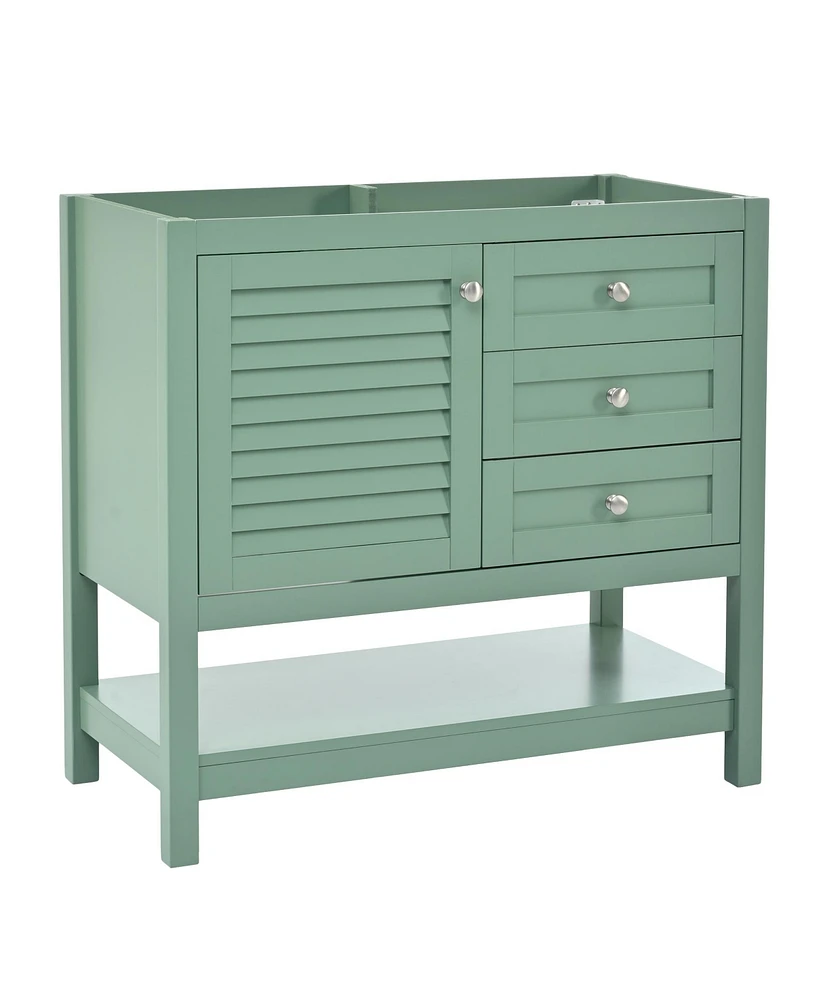 36" Bathroom Vanity without Sink, Free Standing Vanity Set with 2 Drawers & Soft Closing Doors, Bathroom Storage Cabinet with Solid Wood Feet (No