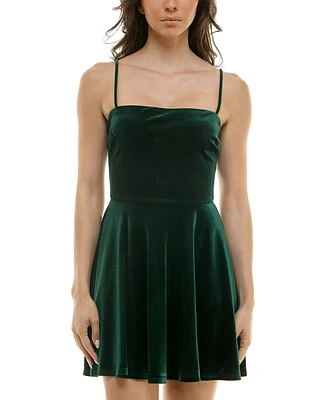 B Darlin Juniors' Straight-Neck A-Line Velvet Dress