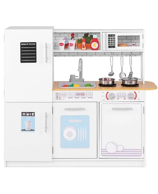 Kids Kitchen Play Set with Stove Removable Sink Oven Microwave Dish Washer