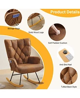 Upholstered Glider Rocking Chair for Nursery High Backrest for Comfort and Support