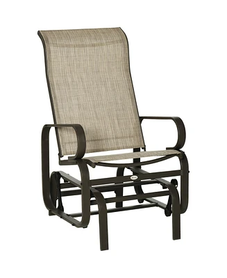 Outdoor Glider Chair, Gliders for Outside Patio with Smooth Rocking Mechanism and Lightweight Construction for Backyard, Tan