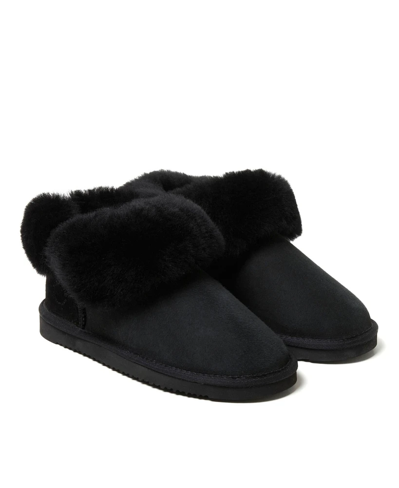 Fireside By Dearfoams Women's Perth Genuine Shearling Foldover Boot