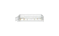 Slickblue Twin Size Floor Platform Bed with Built-in Book Storage Rack and Door – Functional and Space-Saving Design